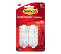 Command Ganci Design Medi, 2 Ganci Bianchi e 4 Strisce Adesive | per Appendere Articoli Domestici, Accessori e Decorazioni senza Danni, Rimozione senza Residui, Sostengono fino a 1,3 kg