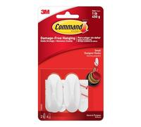 Command Ganci Design Piccoli, 2 Ganci Bianchi e 4 Strisce Adesive | Per Appendere Strofinacci e Articoli Leggeri senza Danni, Rimozione senza Residui, Sostengono fino a 450 gr kg