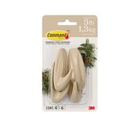 Command Ganci di design medi, colore marrone latte, 4 ganci, 6 strisce, da appendere senza danni, con adesivo, senza attrezzi, ideali per appendere decorazioni domestiche, portata fino a 1,3 kg