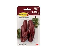 Command Ganci di design medi, colore rosso vinaccia, 4 ganci, 6 strisce, da appendere senza danni, con adesivo, senza attrezzi, ideali per appendere decorazioni per la casa, portata fino a 1,3 kg