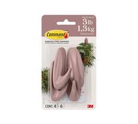 Command Ganci di design medi, rosa polverosa, 4 ganci, 6 strisce, da appendere senza danni, con adesivo, senza attrezzi, ideali per appendere decorazioni domestiche, portata fino a 1,3 kg