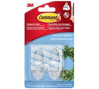 Command Ganci Medi Trasparenti Adesivi, 2 Ganci e 4 Strisce - Accessori Salvaspazio senza Forare il muro, Tenuta: 900g