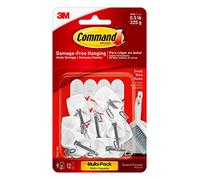 Command Ganci Metallici Piccoli, 9 Ganci Bianchi e 12 Strisce Adesive | per Appendere Articoli Domestici, Decorazioni e Oggetti Leggeri senza Danni, Rimozione senza Residui, Sostengono fino a 225 g