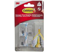 Command Ganci Metallici Piccoli in Acciaio, 4 Ganci e 5 Strisce Adesive | per Appendere Articoli Domestici, Decorazioni e Oggetti Leggeri senza Danni, Rimozione senza Residui, Sostengono fino a 225 g