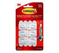 Command Ganci Mini, 6 Ganci Bianchi e 8 Strisce Adesive | per Appendere Decorazioni e Oggetti Leggeri senza Danni, Rimozione senza Residui, Sostengono fino a 225 g