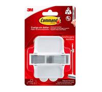 Command Gancio a Morsetto per Scope, Bianco - 1 Gancio e 2 Strisce Grandi - Organizza senza Forare o Danneggiare il Muro, Tenuta: 1,3 kg