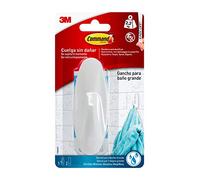 Command Gancio Adesivo da Bagno Grande, Resistente all'Acqua - 1 Gancio e 2 Strisce - Accessorio Salvaspazio senza Forare il muro, Tenuta: 2.2 kg