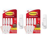 Command Gancio Adesivo in plastica Multiuso GP003-7NA, Bianco, Grande, 7 Ganci + 12 Strisce (Confezione da 2)