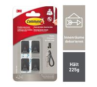 Command Gancio adesivo nero opaco - 4 ganci autoadesivi e 5 strisce adesive - per appendere borse, vestiti e chiavi - ganci per parete e porta, organizzazione senza fori