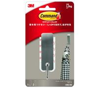 Command Gancio Decorativo in Nichel Spazzolato con 2 Strisce, Misura Media, Metallo, Medium