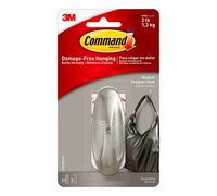 Command Gancio Medio Nichel Spazzolato e 2 Strisce Adesive | per Appendere Articoli Domestici, Accessori e Decorazioni senza Danni, Rimozione senza Residui, Sostiene fino a 1,3 kg