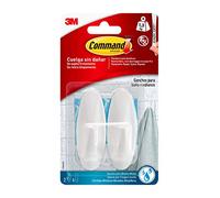 Command Gancio Ovale-Bianco Resistente all'Acqua - 2 Ganci e 4 Strisce - Accessori Salvaspazio senza Forare il muro, Tenuta: 1.3 kg