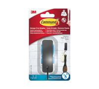 Command Gancio per vasca da bagno, nero, opaco, 1 gancio e 2 strisce resistenti all'acqua, gancio per vasca da bagno senza danni con strisce adesive