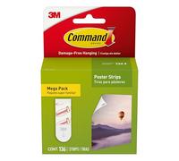 Command Poster Strips Appendiabiti senza attrezzi Strisce per appendere poster 136 Strisce adesive Command bianche