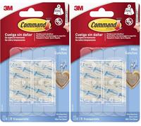 Command Mini Ganci Adesivi Trasparenti per Decorazioni Natalizie, 6 Ganci e 8 Strisce - Senza Forare, Danneggiare il Muro o Lasciare Residui Appiccosi, Tenuta: 225g (Confezione da 2)