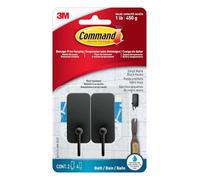 Command Piccolo gancio per vasca da bagno, 2 ganci per doccia nero opaco con 4 strisce resistenti all'acqua, organizzazione del bagno senza danni, può contenere fino a 0,5 kg