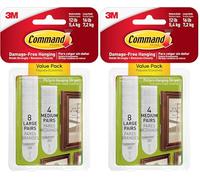 Command™ Picture Hanging Strips White Medium/Large, 4Sets M+8Sets L/PK (Confezione da 2)