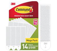 Command Strisce Appendi Quadri Adesive Grandi Bianche, Confezione da 14 Coppie di Strisce - ottimale per Appendere Quadri, Cornici e Specchi al Muro senza Chiodi