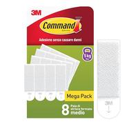 Command Strisce Adesive Appendiquadri Medie, Taglia M - 8 Paia (16 Strisce) Bianche - Appendi Quadri e Cornici senza Chiodi, Rimovibili senza Residui, Tenuta fino a 5 kg