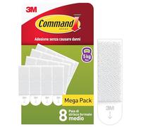 Command Strisce Appendi Quadri Adesive Medie Bianche, Confezione da 8 Coppie di Strisce - ottimale per Appendere Quadri, Cornici e Specchi al Muro senza Chiodi