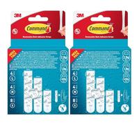 Command Strisce Adesive di Ricambio per Bagno - 8 Piccole (S), 4 Medie (M), 4 Grandi (L) - Resistenti all’Acqua, Facili da Applicare, Senza Fori né Trapano, Non Danneggiano le Pareti (Confezione da 2)