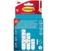 Command Strisce Adesive di Ricambio per Bagno - 8 Piccole (S), 4 Medie (M), 4 Grandi (L) - Resistenti all’Acqua, Facili da Applicare, Senza Fori né Trapano, Non Danneggiano le Pareti