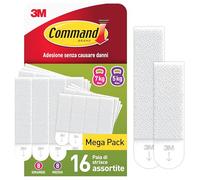 Command Strisce Appendi Quadri Adesive Medie e Grandi Bianche, Confezione da 8 Coppie di Strisce M e 8 L - ottimale per Appendere Quadri, Cornici e Specchi al Muro senza Chiodi