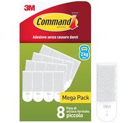 Command Strisce Appendiquadri Adesive Piccole Bianche, Confezione da 8 Coppie - ottimale per Appendere Quadri, Cornici e Specchi al Muro senza Chiodi, Tenuta fino a 2 kg