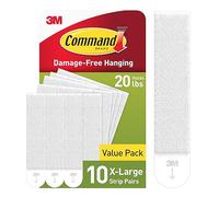 Command Strisce per appendere quadri, 10 paia (20 strisce, resistenti, per appendere quadri, resistenti, per decorazione domestica, adesivo bianco