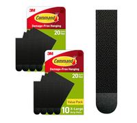 Command Strisce per appendere quadri, 9,1 kg, XL, resistenti e senza danni, per spazi abitativi, 20 coppie di strisce adesive nere, PH217BLK-10NA