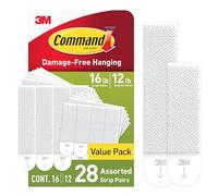 Command Strisce per appendere quadri grandi e medie da 6,8 kg e 4,5 kg, 28 paia assortite (56 strisce Command Strip), ganci per appendere quadri, ideali per la decorazione della casa, adesivo bianco