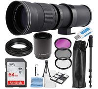 Commander Optics Super 420-800mm / 1600mm (con 2X Teleconverter) f/8 Teleobiettivo zoom manuale per Nikon F Mount DSLR Fotocamere + Photo Essential Kit di accessori