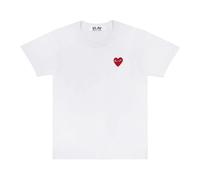 Comme des Garçons Play - Cuore Rosso Emblema Magliette in Cotone - - Tops - Uomo - Bianco - L