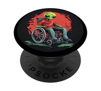 Commedia cosmica con questo alieno rotolante in sedia a rotelle PopSockets PopGrip Adesivo