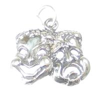 Commedia Tragedia Dramma Maschere charm in argento sterling .925 x 1 charms