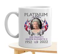 commemorativa della regina Elisabetta, 10 x 7 cm, souvenir del giubileo di platino, ceramica da collezione con design storico, regalo per fedeli sostenitori, amanti del tè, ammiratori