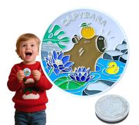 Commemorative Coin, Capybara Coin, Capybara Collectibles with Acrylic Box, Souvenir Keepsake Gift for Friends Family Birthday Christmas Display Decor, 1.57inches Gold Silver