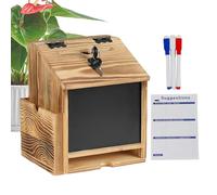 Comment Box,with Lock Wooden Money Coin 20x17x23cm Storage Tool,Tips Collection Donation Bucket | Versatile For Cafe, School, Restaurants, Bar, Community, Hall