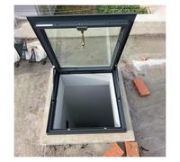 Commercial Aluminum Flat Roof Access Hatch With Tempered Glass Lid,Secure Manual Emergency Exit Cellar Cover With Lock,Manual Outdoor Emergency Exit Inspection Door(20x36in/51x91cm)