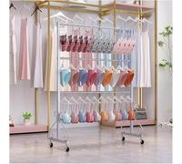 Commercial Bra Hanging Holder, Portable Tank Tops/Underwear/Panties Display Rack for Retail Store/Closet, with 360° Rotatable Wheels, 60 80 100 120 150 cm Long(Silver,Length-120cm(47.2in))