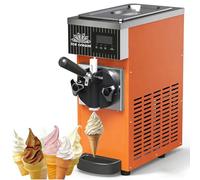Commercial Countertop Ice Cream Machine, Single Flavor Commercial Soft Serve Ice Cream Machine, 4 A 5L/H Di Rendimento, Pannello LCD, Pulizia Automatica, Acciaio Inossidabile, Per Bar(Orange)