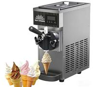 Commercial Countertop Ice Cream Machine, Single Flavor Commercial Soft Serve Ice Cream Machine, 4 A 5L/H Di Rendimento, Pannello LCD, Pulizia Automatica, Acciaio Inossidabile, Per Bar(Gray)