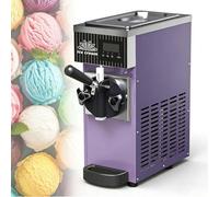 Commercial Countertop Ice Cream Machine, Single Flavor Commercial Soft Serve Ice Cream Machine, 4 A 5L/H Di Rendimento, Pannello LCD, Pulizia Automatica, Acciaio Inossidabile, Per Bar(Purple)