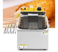 伟 祥 Commercial Deep Fryer, 2500W 12L Automatic Cheese Hot Dog Sticks Frying Machine with 8 Detachable Hooks, Cheese Hot Dog Stick Maker, Adjustable Temperature Cheese Hot Dogs Sticks Frying Machine
