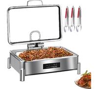 Commercial Food Buffet Warmer 9L Capacity, Stainless Steel Buffet Heater Self-Service Stove with Removable Design for Easy Cleaning 300W-800W - 1/2/3-grid,1-Grid