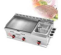 Commercial Gas Griddle, Countertop Flat Top Griddle Stainless Steel Grill, Teppanyaki Fry Pan with Adjustable Temperature, Kitchen LPG Gas Grill for Outdoor Catering