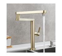 Commercial Kitchen Faucet Hot & Cold Water Sink Tap Brass Pot Filler with Dual Function Folding Swing Arms Single Handle Deck Mount Orb Finish