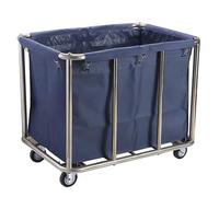 Commercial Laundry Cart 11.35 Bushel Industrial Rolling Basket with 4" Wheels & Stainless Steel Frame 330 Lbs Capacity - Heavy-Duty Blue Laundry Trolley(Blue)