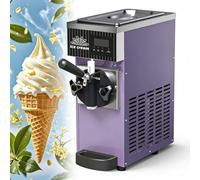 Commercial Soft Serve Ice Cream Machine, Single Flavor Commercial Tabletop Ice Cream Machine, 4 A 5L/H Di Rendimento, Pannello LCD, Pulizia Automatica, Acciaio Inossidabile, Per Caffè(Purple)