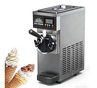Commercial Soft Serve Ice Cream Machine, Single Flavor Commercial Tabletop Ice Cream Machine, 4 A 5L/H Di Rendimento, Pannello LCD, Pulizia Automatica, Acciaio Inossidabile, Per Caffè(Gray)